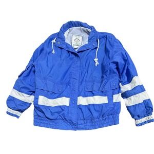 Vintage Izzi Spirit Jacket Mens Large Blue Nylon Windbreaker‎ Colorblock 90s